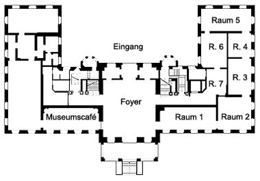 Bild: Grundriss des Erdgeschosses von Schloss Fantaisie